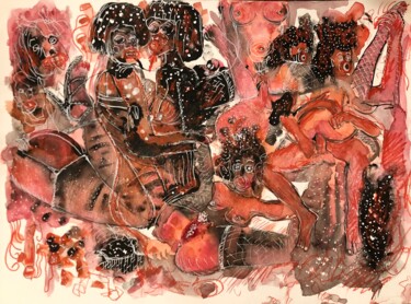 Pittura intitolato "Dispositifs pulsion…" da Romano Valsky, Opera d'arte originale, Acquarello