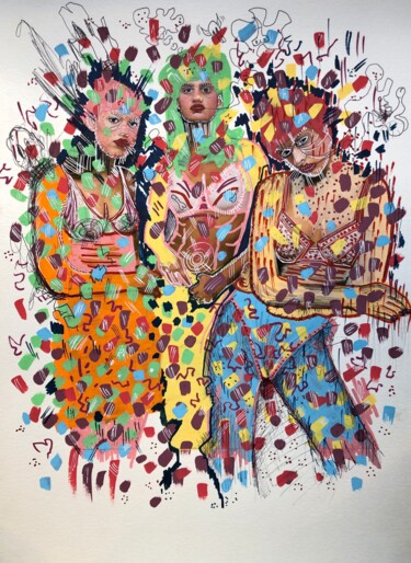 Картина под названием "Isis, Tanit et Cybè…" - Romano Valsky, Подлинное произведение искусства, Акрил