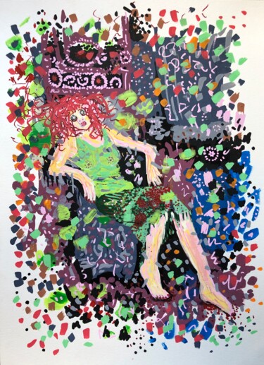 Peinture intitulée "La biture… poupée" par Romano Valsky, Œuvre d'art originale, Acrylique