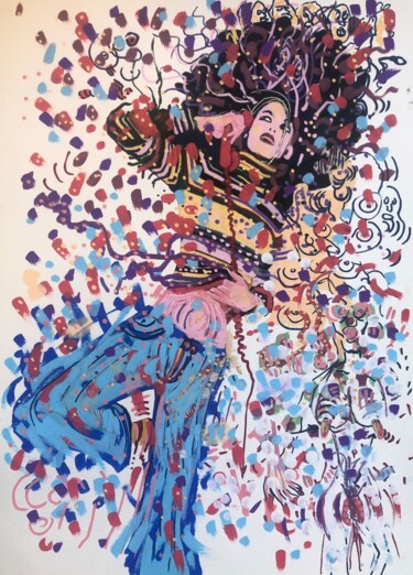 Pintura intitulada "Pétales de mode" por Romano Valsky, Obras de arte originais, Acrílico