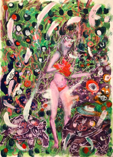 Ζωγραφική με τίτλο "Exotica" από Romano Valsky, Αυθεντικά έργα τέχνης, Ακρυλικό