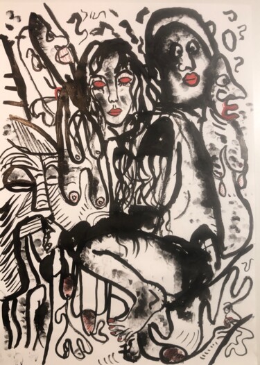 Tekening getiteld "Douceurs noires" door Romano Valsky, Origineel Kunstwerk, Inkt