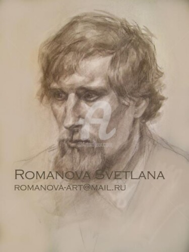 Drawing titled "мужской портрет" by Romanova Svetlana - Art, Original Artwork, Other