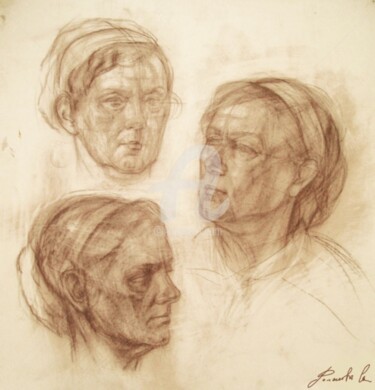 Drawing titled "женский портрет в т…" by Romanova Svetlana - Art, Original Artwork, Other