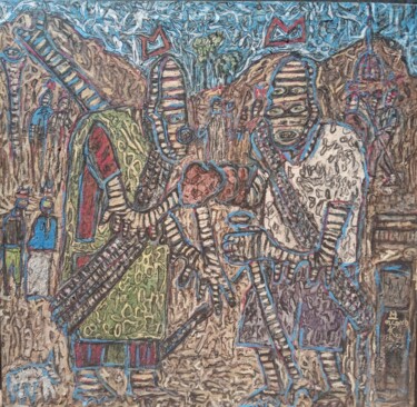 Painting titled "Main dans la main" by Romaric Nana, Original Artwork, Acrylic