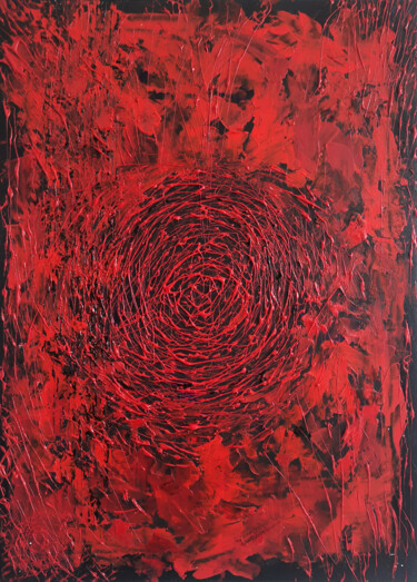 Painting titled "Red labyrinth" by Romaya Puchman, Original Artwork, Oil