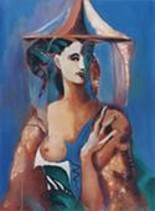 Malerei mit dem Titel "Spanish woman" von Romaya Puchman, Original-Kunstwerk, Öl