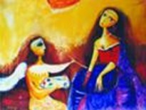 Painting titled "Artist&Model" by Romaya Puchman, Original Artwork, Oil