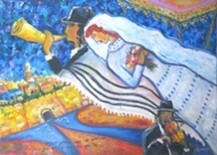 Painting titled "Jerusalem Weddding" by Romaya Puchman, Original Artwork