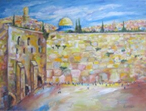 Schilderij getiteld "Jerusalem" door Romaya Puchman, Origineel Kunstwerk