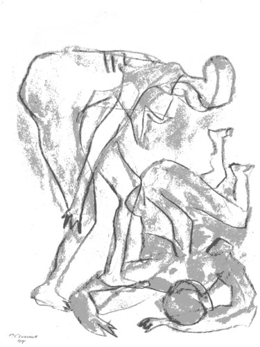 Drawing titled "Couple" by Romen Stoilov, Original Artwork