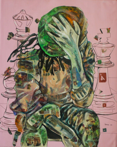 Pintura titulada "Jeux de Damnés" por Roméo Temwa, Obra de arte original, Acrílico Montado en Bastidor de camilla de madera