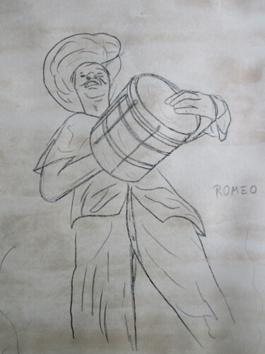 Desenho intitulada "TOCADOR DE CUÍCA" por Romeo Zanchett, Obras de arte originais, Outro