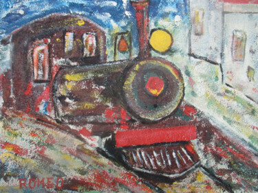 Peinture intitulée "Estação de trem" par Romeo Zanchett, Œuvre d'art originale, Émail