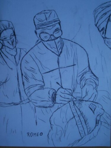 Desenho intitulada "O cirurgião" por Romeo Zanchett, Obras de arte originais