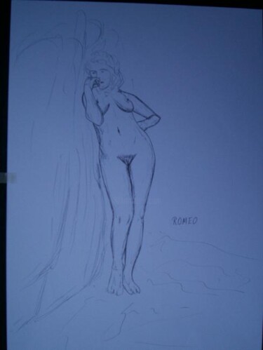 Desenho intitulada "NU FEMININO" por Romeo Zanchett, Obras de arte originais