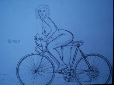 Pintura intitulada "MULHER DE BICICLETA" por Romeo Zanchett, Obras de arte originais