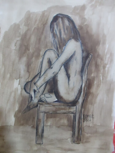 Drawing titled "MULHER NUA NA CADEI…" by Romeo Zanchett, Original Artwork, Other