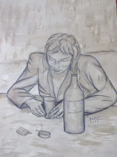 Drawing titled "MULHER ALCOÓLATRA" by Romeo Zanchett, Original Artwork, Other