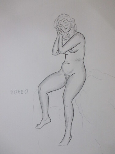 Desenho intitulada "MULHER NUA APÓS O B…" por Romeo Zanchett, Obras de arte originais, Outro