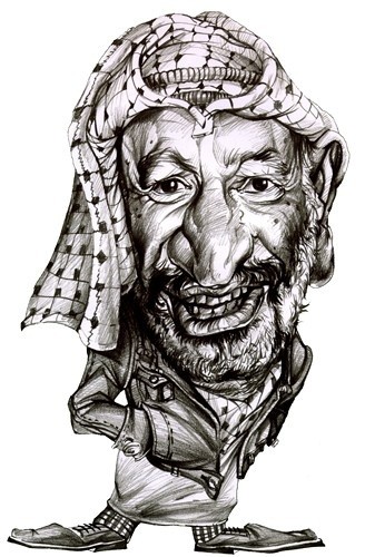 Drawing titled "Yasser Arafat" by Raileanu Romeo, Original Artwork, Other