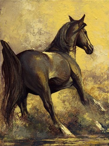 Painting titled "Horse" by Raileanu Romeo, Original Artwork, Oil