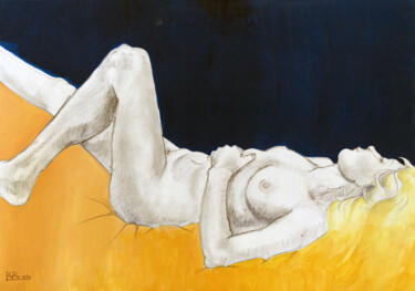 Painting titled "WOMAN RELAXED" by Romina Rosati, Original Artwork, Acrylic