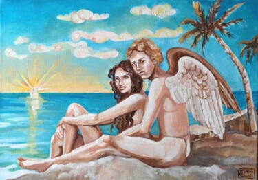 Pittura intitolato "AMORE E PSICHE" da Romina Rosati, Opera d'arte originale, Acrilico