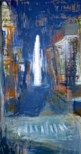 Painting titled "Obelisco de Buenos…" by Romina Diaz-Brarda, Original Artwork, Acrylic