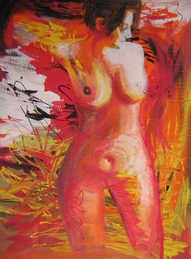Painting titled "Emerging" by Romina Diaz-Brarda, Original Artwork, Tempera