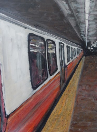 Painting titled "Red Line" by Romina Diaz-Brarda, Original Artwork