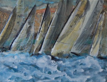 Painting titled "sailing-4" by Romina Diaz-Brarda, Original Artwork, Acrylic