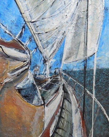 Painting titled "sailing-7" by Romina Diaz-Brarda, Original Artwork, Acrylic