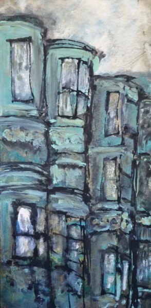 Painting titled "Boston Houses II" by Romina Diaz-Brarda, Original Artwork, Acrylic