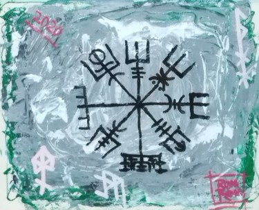 Painting titled "Vegvisir" by Romrem, Original Artwork, Acrylic