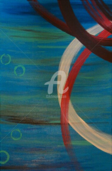 Painting titled "Aqua 2" by Romros, Original Artwork, Acrylic Mounted on Wood Panel
