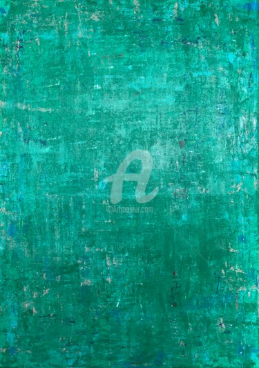 Painting titled "Emerald" by Romros, Original Artwork, Acrylic Mounted on Wood Stretcher frame