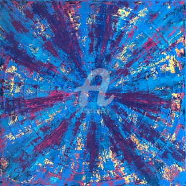 Painting titled "Blue galaxy" by Romros, Original Artwork, Acrylic