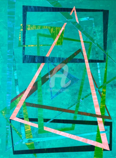 Peinture intitulée "Tangled colors" par Romros, Œuvre d'art originale, Acrylique Monté sur Châssis en bois