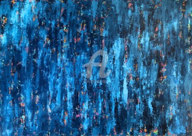 Картина под названием "Ice fire" - Romros, Подлинное произведение искусства, Акрил Установлен на Деревянная рама для носилок