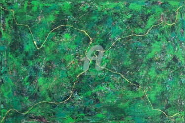 Malarstwo zatytułowany „Forest Road” autorstwa Romros, Oryginalna praca, Akryl Zamontowany na Drewniana rama noszy