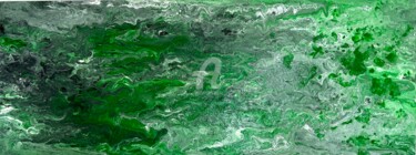 Pittura intitolato "Green liquid" da Romros, Opera d'arte originale, Acrilico Montato su Pannello di legno