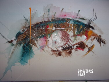 Peinture intitulée "larme a l oeil" par Romu, Œuvre d'art originale, Acrylique
