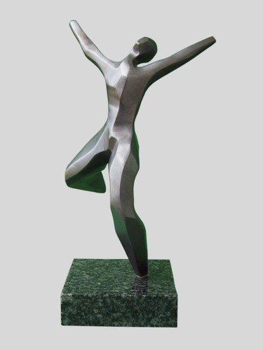 Sculpture titled "biegnacy" by Romuald Wisniewski, Original Artwork, Metals