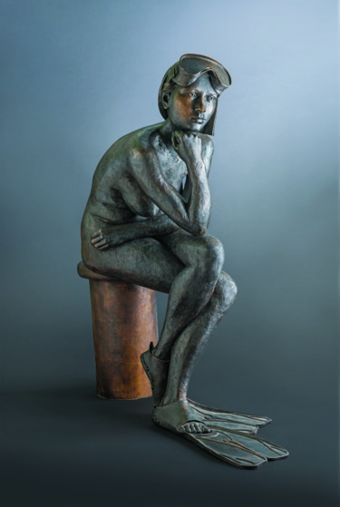 Skulptur mit dem Titel "W oczekiwaniu na fa…" von Romuald Wisniewski, Original-Kunstwerk, Metalle