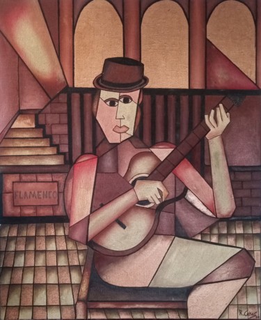 Painting titled "El gitano" by Romuald Canas Chico, Original Artwork, Oil