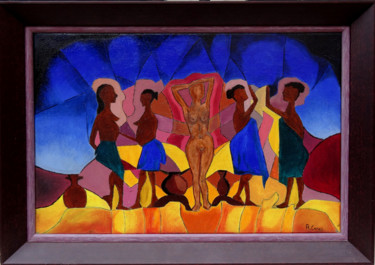 Painting titled "Danza alrededor de…" by Romuald Canas Chico, Original Artwork, Oil