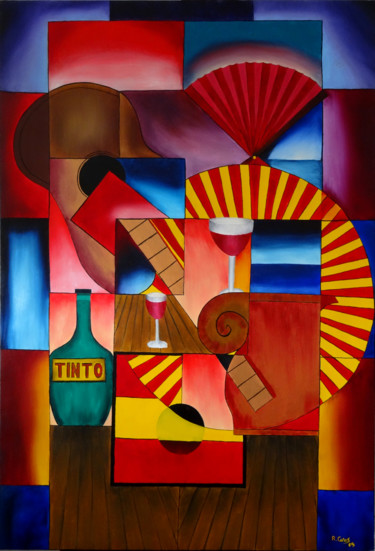 Schilderij getiteld "Viva españa" door Romuald Canas Chico, Origineel Kunstwerk, Olie