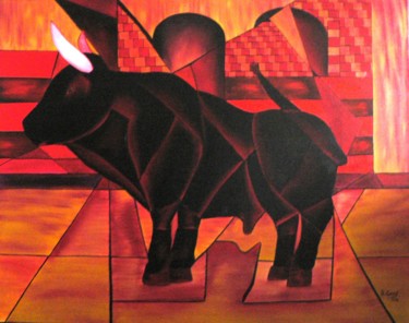 Peinture intitulée "Toro Bravo" par Romuald Canas Chico, Œuvre d'art originale, Huile