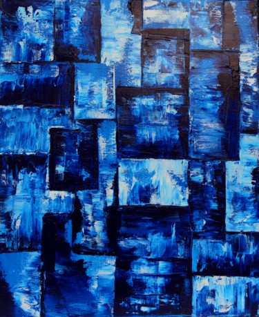Painting titled "Confusion azul" by Romuald Canas Chico, Original Artwork, Oil